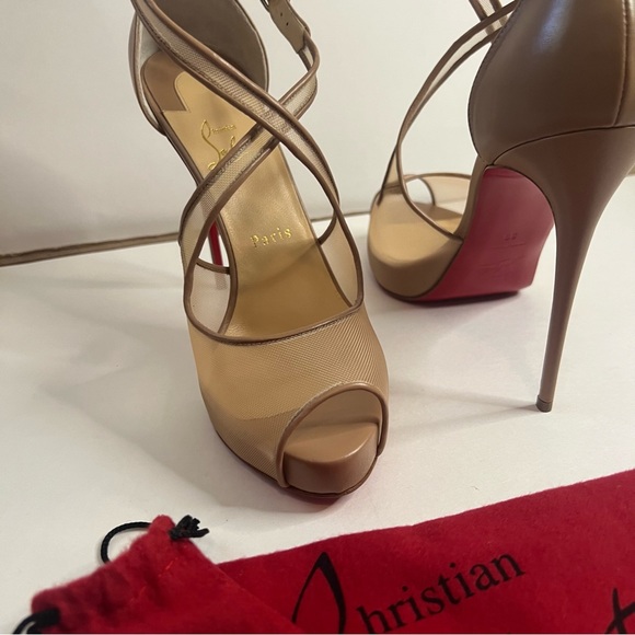 NWT Authentic Christian Louboutin Mariacar 120 Rete/Nappa 9B Strapped Heels - Picture 11 of 16